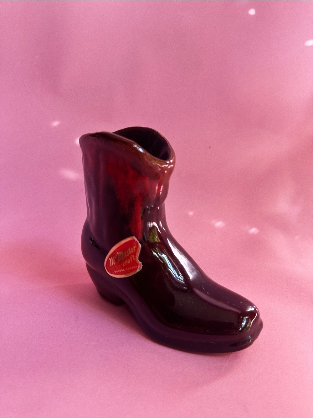 Vintage McMaster Pottery Boot Vase / Match / Toothpick Holder